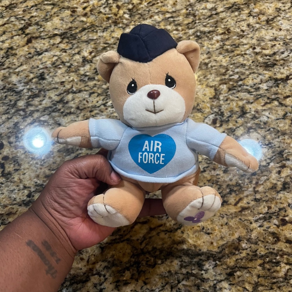 Precious Moments Air Force Teddy Bear Plush Blue Heart Shirt Flight Cap Military